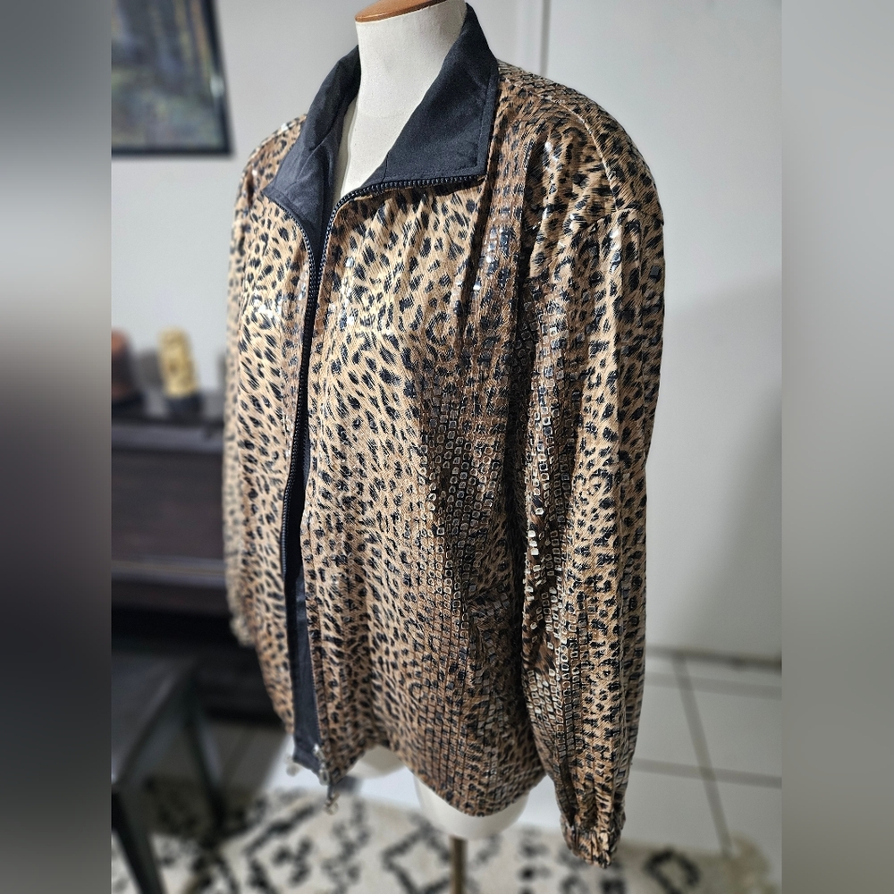Jackets Galore by John Farah Reversible Leopard Print Jacket Large XL